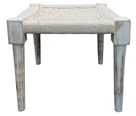Tabouret tissé en corde blanc cassé 40x40cm - AGNEL 285 -