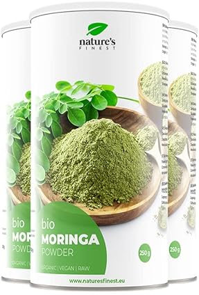 Nature's Finest Bio Moringa Polvo 250g | Un superalimento denso en nutrientes rico en vitaminas, minerales y antioxidantes para una salud y vitalidad óptimas | Vegano y vegetariano