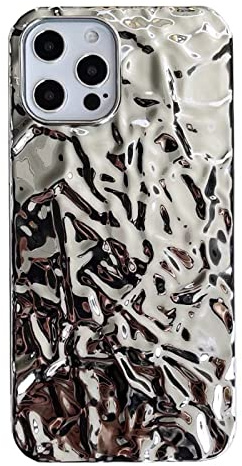 Tybiky Kompatibel with iPhone 13 Mini Hülle, Design des galvanischen Prozesses Gliter Tinfoil Wasserwelligkeit Handyhülle, Weiche TPU Fallschutz rutschfeste Kratzfest Langlebige Hüllen, Silber