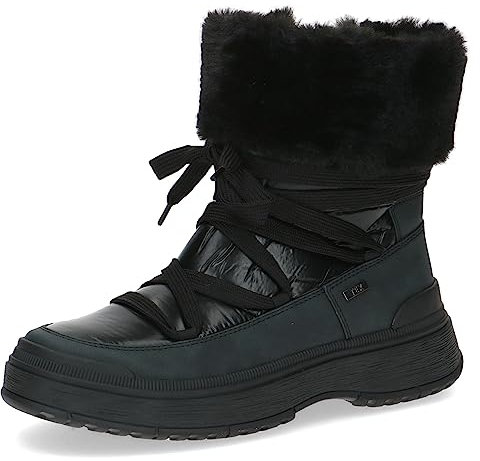 CAPRICE Damen Winterstiefeletten zum Schnüren Gefüttert Fell Weite G, Schwarz (Black Comb), 40.5 EU