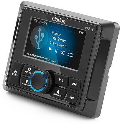 Clarion CMR-30 Kabelgebundene Marine Fernbedienung mit 3 Zoll Vollfarb-LCD-Display, IP67, kompatibel mit CMM-20, CMM-30 und CMM-30BB