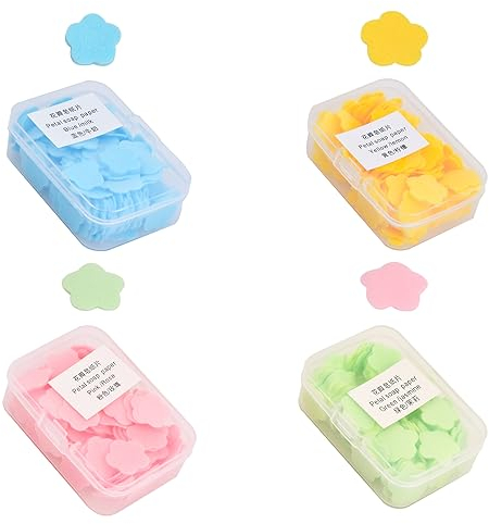 volumoon 4 Pcs Savon Portable, Feuilles de Savon en Papier, Savon Feuille Voyage, Mini Savon en Papier Jetable, Savon en Feuille pour Les Mains pour Camping Randonnée Voyages Activités de Plein Air
