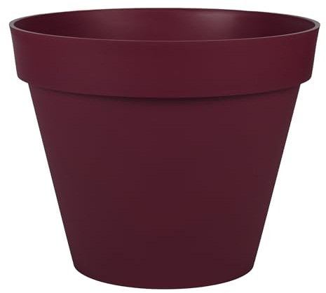 EDA Pot de Fleur Rond Toscane Ø 40 cm - 23 L - Rouge Bourgogne - Plastique