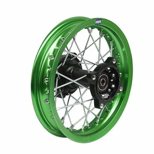 HMParts Alu Felge 10 Zoll hinten Eloxiert Typ 2 Geeignet für fast alle Modelle mit 12 mm Achse Dirt Bike, Pit Bike, XMOTOS, MotoCross (Grün)