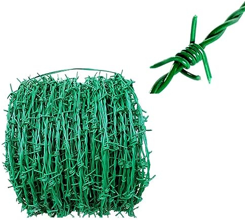 Stacheldraht 2,8mm Drahtdurchmesser - Kunststoffummantelter Stacheldraht - Leicht Zu Biegen - Zum Schutz Ihres Gartens Oder Hofes (Farbe : Grün, Größe : 20m)