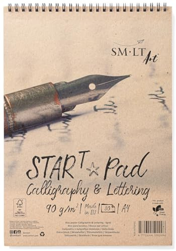 SM.LT Blocco a spirale STAR T per calligrafia e lettering, Formato A4, composto da 30 fogli, 90 g/mq KDS-30TS/FSC