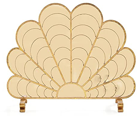 Feuerschutz, Kaminschutz, Gold, Funken-Feuerschutz mit Netzdesign, freistehendes Feuerschutzpaneel für offenes Feuer, Öfen und Grills, 2 Stile (Farbe: Gold, Größe: ohne Netz) (Gold mit Netz) (GOL