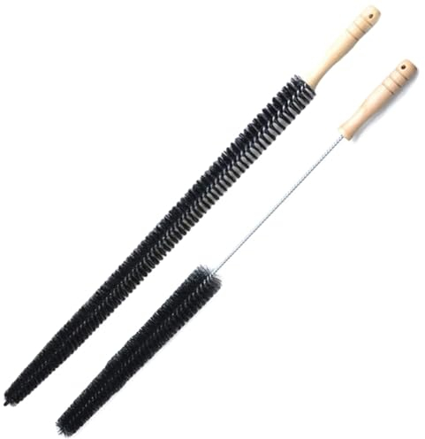 FiTspi Lot de 2 brosses de nettoyage pour radiateur - 70/75 cm de long - Poils fins et poignée en bois - Nettoyage efficace et facile pour la maison, le bureau, le sèche-linge et la machine à laver