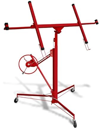 Ollewiellan XXL Plattenheber bis max 68 kg für Rigipsplatten 140-350cm Arbeitshöhe höhenverstellbar, max 290cm Lastarmbreite, Einfache Anpassung, Rot