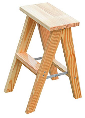 Küchentreppenstuhl, 2-stufige Trittleiter, Klappleiter, Bibliothekstreppe, Leiterhocker, Holzleiter, Sicherheitstrittleiter, Höhe 50 cm, max. 200 kg