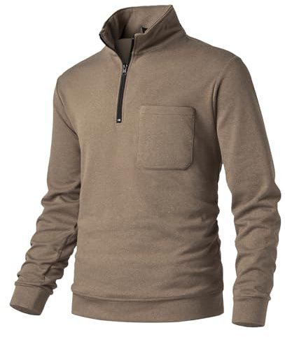 Sungerdasa Felpa in Pile da Uomo con Mezza Zip Maglie Senza Cappuccio da Lavoro 1/4 Cerniera Caldo Lunghe Micropile Felpata