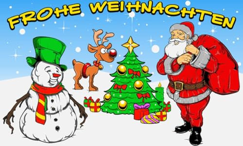 Flagge Fahne Frohe Weihnachten Rentier 90x150 cm Weihnachtsmann Fahnen Flaggen