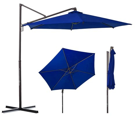 Sekey Alu Sonnenschirm Rund 300 cm, mit Kurbelbedienung, 360° drehbar und neigbar, mit Einrastgarnitur und Handgriff, runder Gartenschirm mit UV50+ Sonnenschutz für Garten und Terrasse