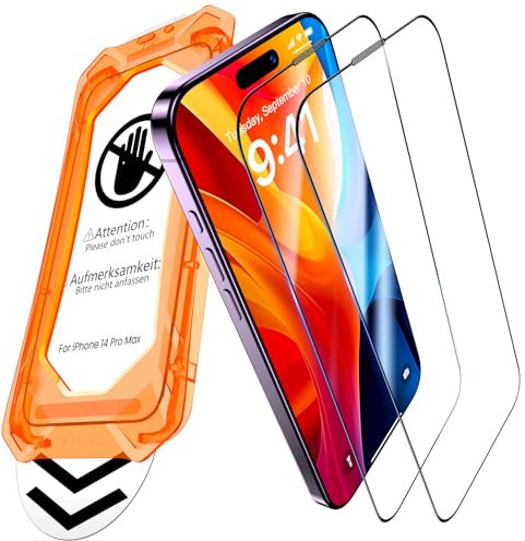 UniqueMe für iPhone 14 Pro Max für Panzerglas - [Full Screen Displayschutz] Schutzfolie für iPhone 14 Pro Max Schutzglas,Auto Installation,2 Stück