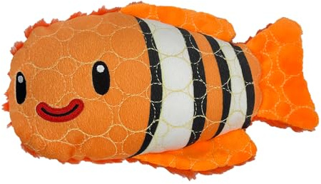 Bite Force Deep Sea Tough Plush Toy for Dogs - Built with Kevlar, Multi-Layered with Reinforced Seams, Durable Dog Toy. Squeaker for Interactive Play. Ideal for Strong Chewers (Clown Fish) | Built with Kevlar, Multi-Layered with Reinforced Seams, Dog Toy with Squeaker for Interactive Play. Ideal for Strong Chewers