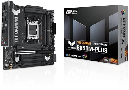 ASUS TUF Gaming B850M-PLUS - Placa Base AMD mATX, 14+2+1 etapas de alimentación DrMOS 80A, DDR5, PCIe 5.0, 3 Ranuras M.2, Realtek 2.5Gb Ethernet, DisplayPort, HDMI, BIOS Flashback, Aura Sync