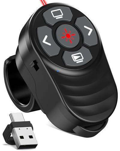 2-in-1 USB C Presentation Clicker, Wireless 2.4G Typ C und USB Empfänger Presenter Clicker, Pointer für Präsentationen Lautstärkeregelung für Windows XP/Linux/Android/PowerPoint/Keynote/Prezi/Google