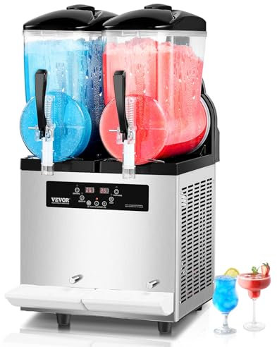 VEVOR kommerzielle Slusheis Maschine 12 L x 2 Doppeltank-Maschine für gefrorene Getränke, 96 Tassen Edelstahl Slush-Eis-Maschine mit Tastenfeld Softeis Maker für Partys Restaurants Cafés Bars