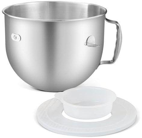 EMDMGJ Mixer Stainless Steel Mixing Bowl And Plastic Lid, Compatible For Kitchenaid 7 Quart Bowl-Lift Stand Mixer Bowls Accessories