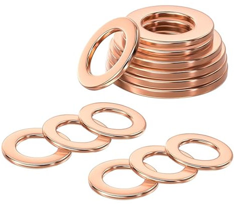 Qrity 20 Pezzi Piatte in Rame, M10 Rondella di Rame, 10mm ID 16mm OD Rondella di Tenuta, Rondelle per Viti, Bulloni