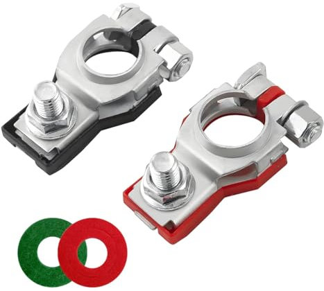 KANDUJIMU Battery Terminal Connector, Top Post Battery Cable Terminal Clamp Set, Positive and Negative 1 Pair with 2 Washers, Good Contact Corrosion Resistance Car Accessories for SUV Van Motorcycle
