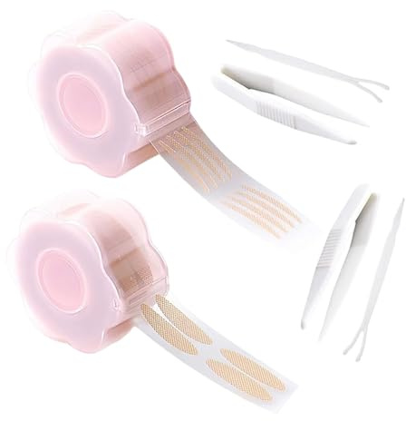 1200 Pcs Invisible Eyelid Tape Glue-Free Self-Adhesive Double Eyelid Lift Strips, Waterproof & Long-Lasting Instant Lift for Droopy Hooded Uneven Eyelids - Includes Fork Rods & Tweezers