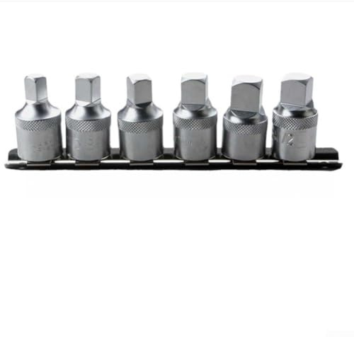 Lot de 6 clés à douille pour retrait de vidange de carter d'huile, 8/10/12/14 mm, 3/8, 1/2 avec entraînement carré de 1/2, construction en acier, support de rangement inclus
