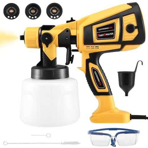 Farbsprühsystem 800 W Elektrische Lackierpistole mit Drahtloser Freiheit Wandfarbe Sprühgerät mit 1400 ml Tank und 5 Düsen für Renovierung von Möbeln, Wänden, Zäunen und Decken