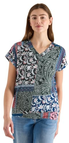 Damen T-Shirt mit V-Neck und Patchwork-Print