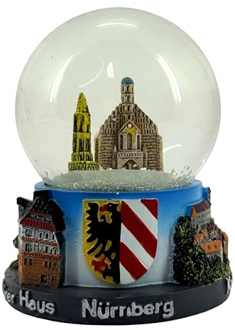 Schneekugel Nürnberg – Großer Snow Globe Souvenir mit Miniatur Stadtmotiv, Glaskugel mit Schneeeffekt, Dekorative Winterdekoration & Geschenkidee