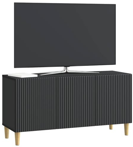 vidaXL TV-Schränk Schwarz 99 x 34,5 x 50 cm Holzwerkstoff, Wohnen aufzubewahren, Vintage-Medienkonsole, rechteckiger Schrank mit Beinen, stylischer Organizer, viel Stauraum