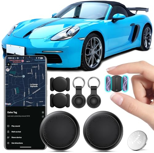 GPS Tracker für Auto, 2PCS GPS-Tracker für Fahrzeuge Echtzeit Air Tracker Android, Globale Abdeckung Magnetischer Auto Tracker Verstecktes Ortungsgerät Keine monatliche Gebühr Abonnement (Schwarz)