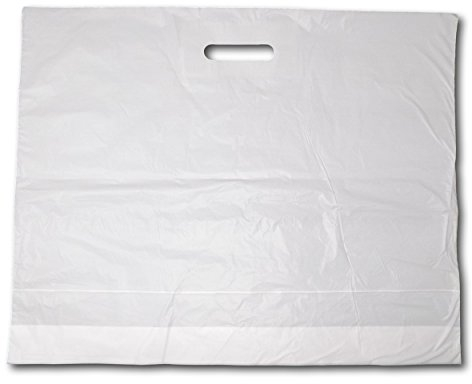 100 x Extra Large 22 x 18 x 3 Very Strong Plain White Patch Handle Gift Retail Shopping Plastic Carrier Bags