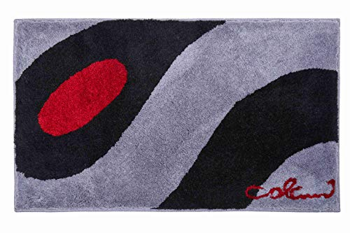 Grund COLANI Exklusiver Designer Badteppich 100% Polyacryl, ultra soft, rutschfest, ÖKO-TEX-zertifiziert, 5 Jahre Garantie, Colani 35, Badematte 70x120 cm, hellgrau-schwarz