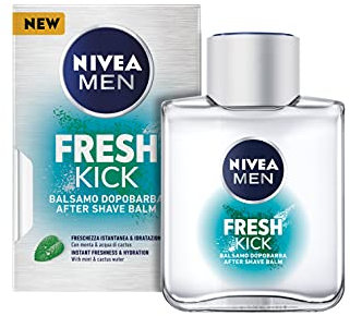 NIVEA MEN Fresh Kick Balsamo Dopobarba in Confezione da 100 ml, After Shave Uomo con Menta & Acqua di Cactus, Balsamo Barba Rinfrescante, Formula Ultra Leggera