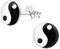 Laimons Damen-Ohrstecker Yin Yang Platte Scheibe 8mm weiß schwarz Sterling Silber 925