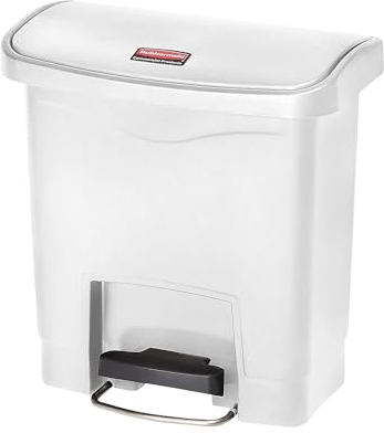 Rubbermaid Commercial Products Slim Jim 1883554 15 Litre Front Step Step-On Resin Wastebasket - White