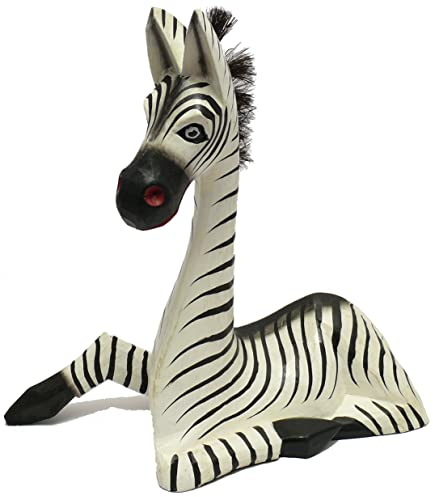 WORU Holz-Zebra Deko-Zebra in 3 Größen erhältlich, sitzend, Tier-Deko-Figur (20 cm)