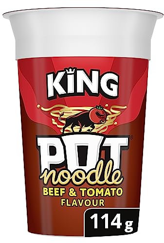 Pot Noodle Beef & Tomato King Pot vegetarian quick to make noodles 114 g