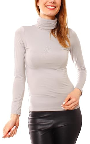 Easy Young Fashion - Damen Thermo Mikrofaser Langarm Rollkragen Shirt - Rolli Unterziehshirt Skinny Fit 3253