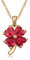 Crystalline Azuria Femme Collier Trèfle à Quatre Feuilles 18 ct Plaqué Or Jaune avec Cristaux Rose en Zircone