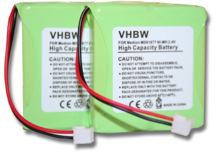 vhbw 2X NiMH Akku 600mAh (2.4V) kompatibel mit schnurlos Festnetz Telefon 1&1 Multiphone by 1und1 Ersatz für 5M702BMX, GP0827, GPHP70-R05.