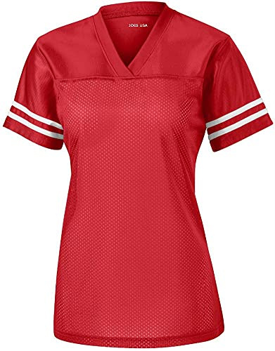 Joe's USA Ladies Replica Athletic Football Jersey-M-Red