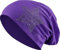 Jersey Baumwolle elastisches Long Slouch Beanie Unisex Herren Damen mit Strass Stern Steinen Mütze Heather in 35 (2) (Purple)