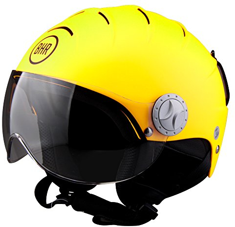 BHR 67133 Demi-Jet Helmet Line SKI 820, Fluo Yellow, Size S