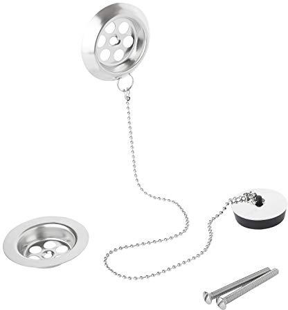 UltraByEasyPeasyStore 2 Stainless Steel Bath Plugs with 45cm Chain and 70mm Waste Assembly, Suitable for Baths Up to 20mm Thick, Silver