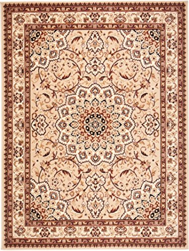 Carpeto Orientteppich Teppich Beige 100 x 200 cm Medaillon Muster Kurzflor Verona Kollektion
