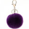 NOVAGO Pompon Porte Clé Bijou de Sac à Main en véritable Poil de Lapin, Toucher Doux Garanti (Violet Foncé)