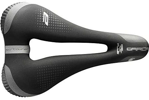 Sportourer by Selle Italia GARDA LADY E-Bike Superflow - Sella Bicicletta da Donna, Bici Elettrica, Foro Anatomico e Inserti Hi-Viz - Taglia Unica, Nero