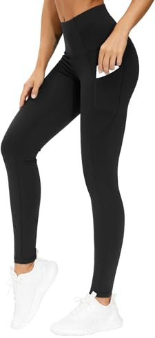 The Gym People Dicke Yogahose mit hoher Taille mit Taschen, Bauchkontrolle, Workout, Laufen, Yoga, Leggings für Damen, Schwarz, Groß